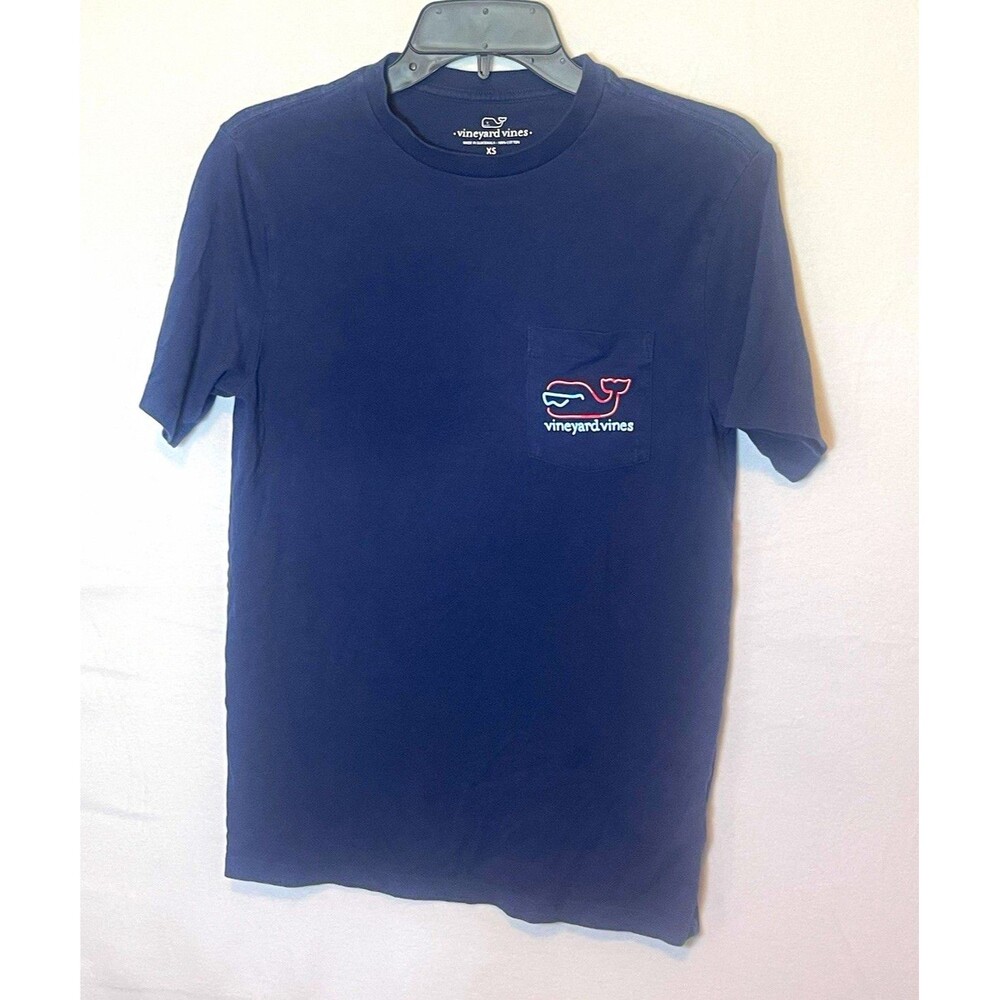 Vineyard Vines Men’s XS Blue Cotton Pocket Graphic Print Crew Neck T-Shirt